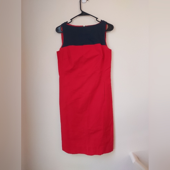 Lauren Ralph Lauren Red with Blue Color Block Pencil Dress Size 4 - Picture 4 of 9